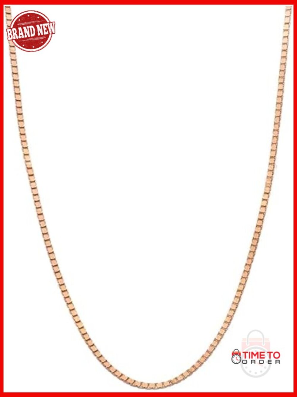 14k Real Gold Solid Box Link Chain Necklace 16-24 Inch Lobster Claw Clasp